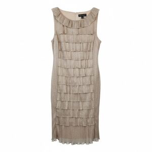 Connected Apparel Gold And Silver Layered Midi Dress